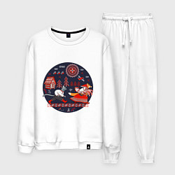 Костюм хлопковый мужской Кот и лиса из сказки, цвет: белый