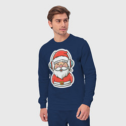 Костюм хлопковый мужской Дед Мороз в наушниках, цвет: тёмно-синий — фото 2