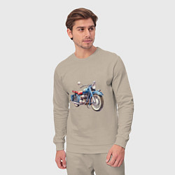 Костюм хлопковый мужской Ретро мотоцикл олдскул, цвет: миндальный — фото 2