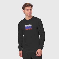 Костюм хлопковый мужской Флаг России с эффектом разбрызганной краски, цвет: черный — фото 2