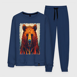 Костюм хлопковый мужской Медведь в лесу рычит, цвет: тёмно-синий