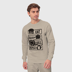 Костюм хлопковый мужской Есть спать баскетбол, цвет: миндальный — фото 2