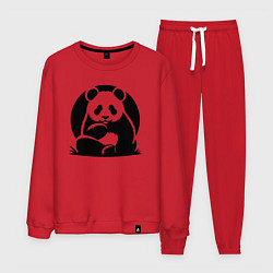 Костюм хлопковый мужской Сидящая чёрная панда, цвет: красный