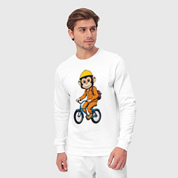 Костюм хлопковый мужской Обезьяна на велосипеде, цвет: белый — фото 2