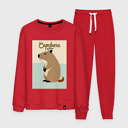 Костюм хлопковый мужской Капибара в стиле Джона Классена, цвет: красный