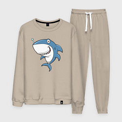 Костюм хлопковый мужской Cute shark, цвет: миндальный