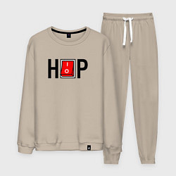 Костюм хлопковый мужской Hip Hop выключатель, цвет: миндальный