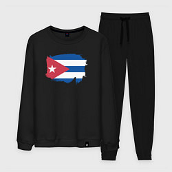 Костюм хлопковый мужской Флаг Кубы, цвет: черный