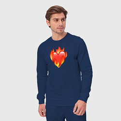 Костюм хлопковый мужской Эмодзи сердце в огне, цвет: тёмно-синий — фото 2