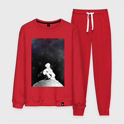Костюм хлопковый мужской Ванпанчмен Сайтама на луне, цвет: красный