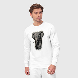 Костюм хлопковый мужской Большой африканский слон, цвет: белый — фото 2