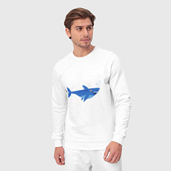 Костюм хлопковый мужской Синяя акула, цвет: белый — фото 2
