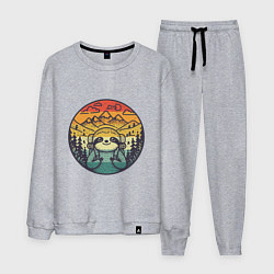 Костюм хлопковый мужской Ленивец турист путешествует с рюкзаком, цвет: меланж