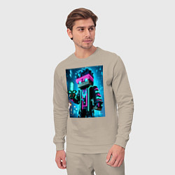 Костюм хлопковый мужской Minecraft - neon character ai art, цвет: миндальный — фото 2