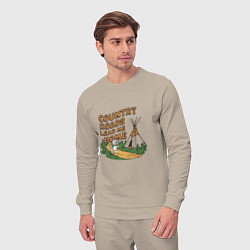 Костюм хлопковый мужской Country roads lead me home, цвет: миндальный — фото 2