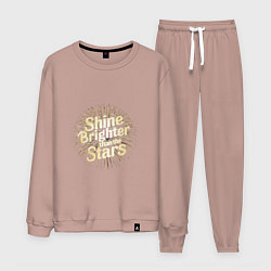 Костюм хлопковый мужской Shine brighter than the stars, цвет: пыльно-розовый