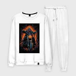 Мужской костюм Скелет сатаны едет на старом мотоцикле