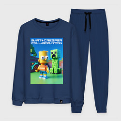 Костюм хлопковый мужской Bart and Creeper - collaboration ai art, цвет: тёмно-синий