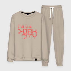 Костюм хлопковый мужской New york city streetwear, цвет: миндальный