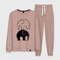 Костюм хлопковый мужской Cute elephants, цвет: пыльно-розовый