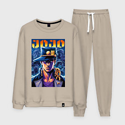 Костюм хлопковый мужской Jojo - Jotaro Kujo ai art, цвет: миндальный