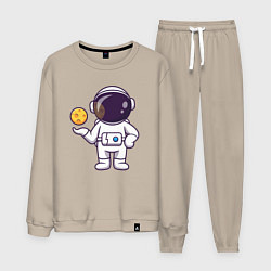 Костюм хлопковый мужской Космонавт и планета, цвет: миндальный