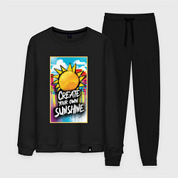 Костюм хлопковый мужской Create your own sunshine, цвет: черный