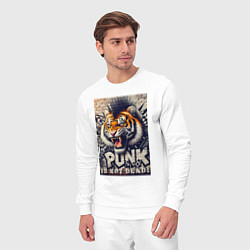 Костюм хлопковый мужской Cool tiger - punks not dead, цвет: белый — фото 2