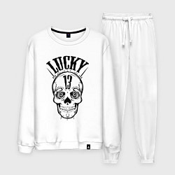 Костюм хлопковый мужской Lucky skull, цвет: белый