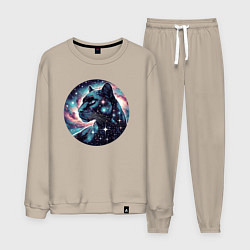 Костюм хлопковый мужской Звёздная пантера - нейросеть, цвет: миндальный