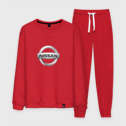 Костюм хлопковый мужской Nissan logo, цвет: красный