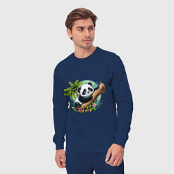 Костюм хлопковый мужской Панда в тропиках, цвет: тёмно-синий — фото 2