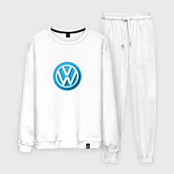 Костюм хлопковый мужской Volkswagen logo blue, цвет: белый