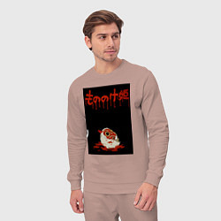 Костюм хлопковый мужской Принцесса Мононоке маска Сан, цвет: пыльно-розовый — фото 2