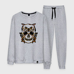 Костюм хлопковый мужской Old school owl, цвет: меланж