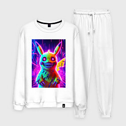 Костюм хлопковый мужской Пикачу монстр - хэллоуинский хоррор, цвет: белый