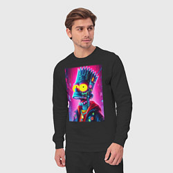 Костюм хлопковый мужской Cyber Bart Simpson - neon glow ai art, цвет: черный — фото 2