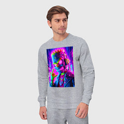 Костюм хлопковый мужской Cyber skeleton of Bart Simpson - neon glow, цвет: меланж — фото 2