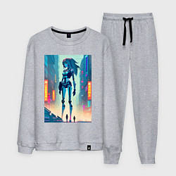 Костюм хлопковый мужской Cyber girl from future - fantasy, цвет: меланж