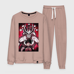 Костюм хлопковый мужской Магическая битва Мэгуми Фусигуро призыв, цвет: пыльно-розовый