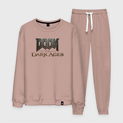 Костюм хлопковый мужской Doom the dark ages logo, цвет: пыльно-розовый