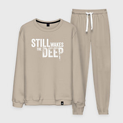 Костюм хлопковый мужской Still wakes the deep logo, цвет: миндальный