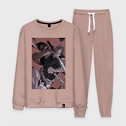 Костюм хлопковый мужской Магическая битва Тодзи Фусигуро с ножами, цвет: пыльно-розовый