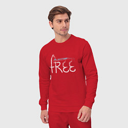 Костюм хлопковый мужской Надпись free с буквой, стилизованной под кран, цвет: красный — фото 2