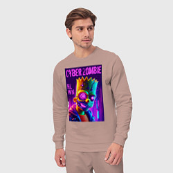 Костюм хлопковый мужской Bart Simpson cyber zombie - halloween ai art, цвет: пыльно-розовый — фото 2