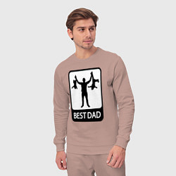 Костюм хлопковый мужской Best dad, цвет: пыльно-розовый — фото 2