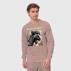 Костюм хлопковый мужской Cool panther - punks not dead, цвет: пыльно-розовый — фото 2