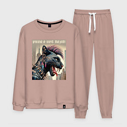 Костюм хлопковый мужской Cool panther - punks not dead, цвет: пыльно-розовый