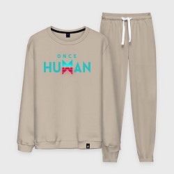 Костюм хлопковый мужской Once human logo, цвет: миндальный