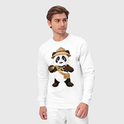 Костюм хлопковый мужской Веселая панда следопыт, цвет: белый — фото 2